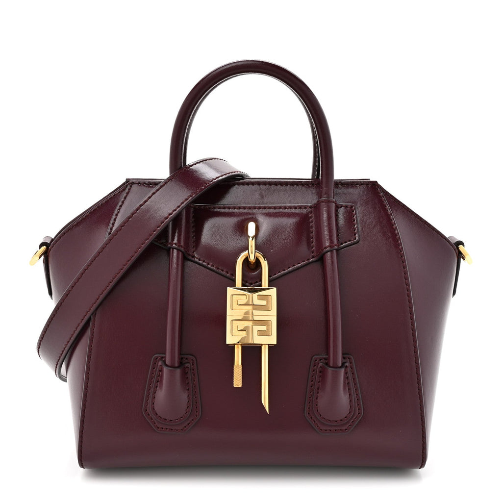 Box Calfskin Mini Lock Antigona Oxblood Red