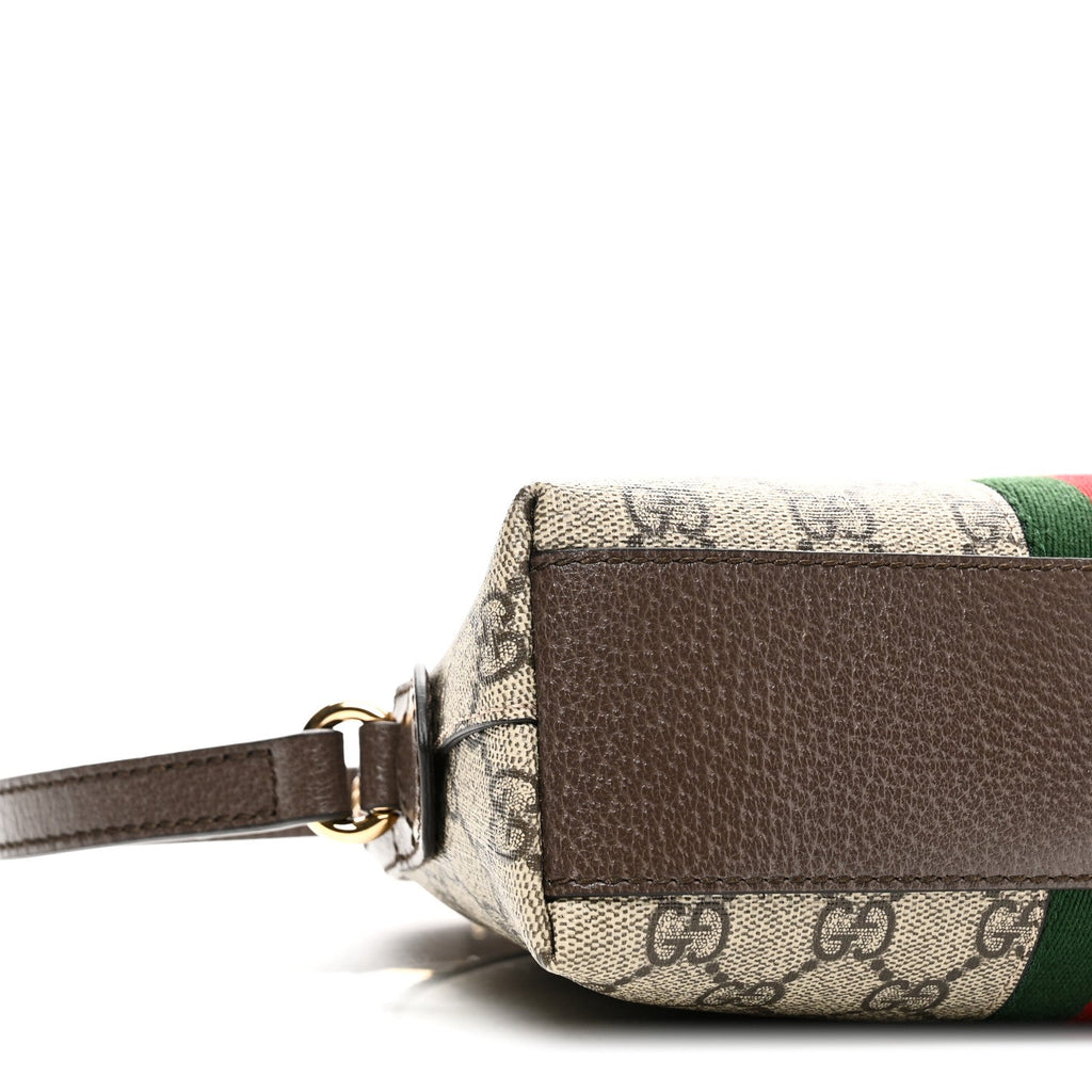 GG Supreme Monogram Textured Dollar Calfskin Web Small Ophidia Dome Shoulder Bag Beige Ebony New Acero