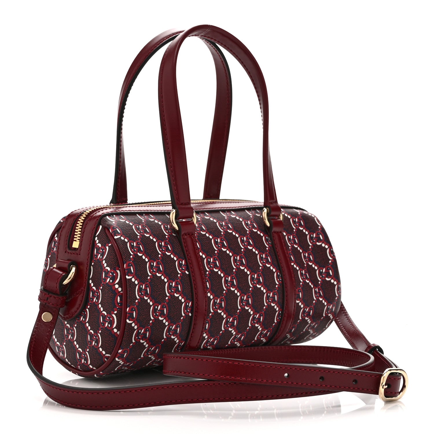GG Shadow Monogram Ophidia Top Handle Bowler Bag  Rosso Ancora Red