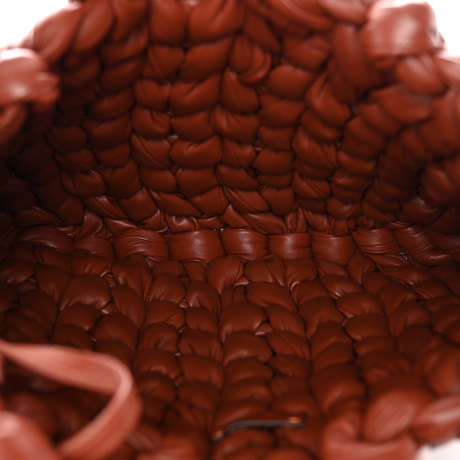 Lambskin Woven Wooden C Shoulder Bag Sepia Brown