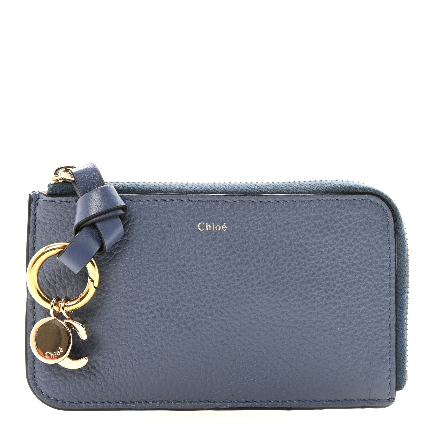 Calfskin Alphabet Purse Wallet Blue