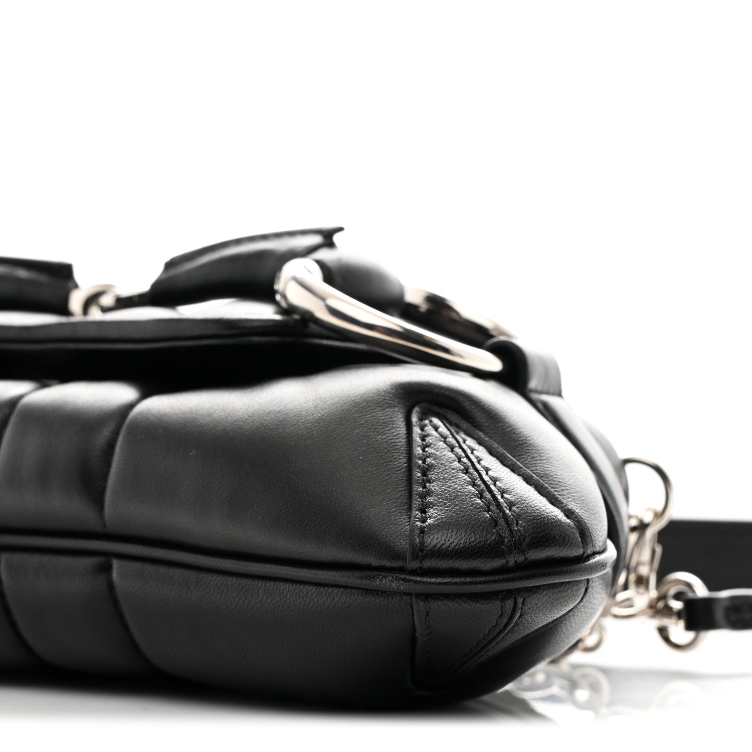 Nappa Vertical Matelasse Small Maxi Horsebit Chain Shoulder Bag Black