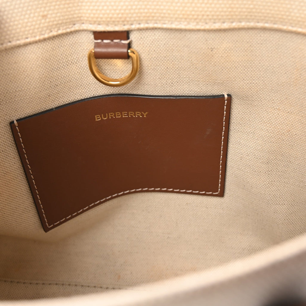 Canvas Smooth Calfskin Mini Two Tone Freya Tote Brown