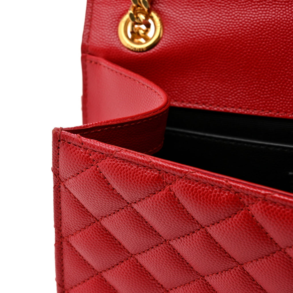 Grain De Poudre Textured Mixed Matelasse Triquilt Medium Monogram Satchel New Red