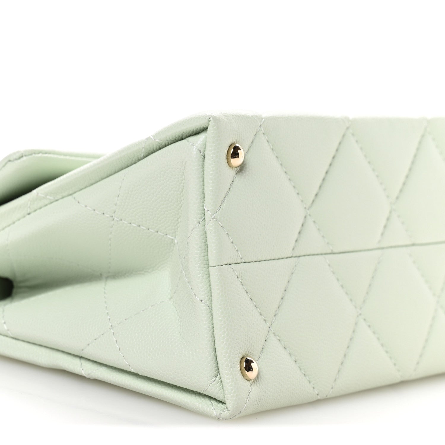 Caviar Quilted Retro Medium Twist Top Handle Clutch Light Green