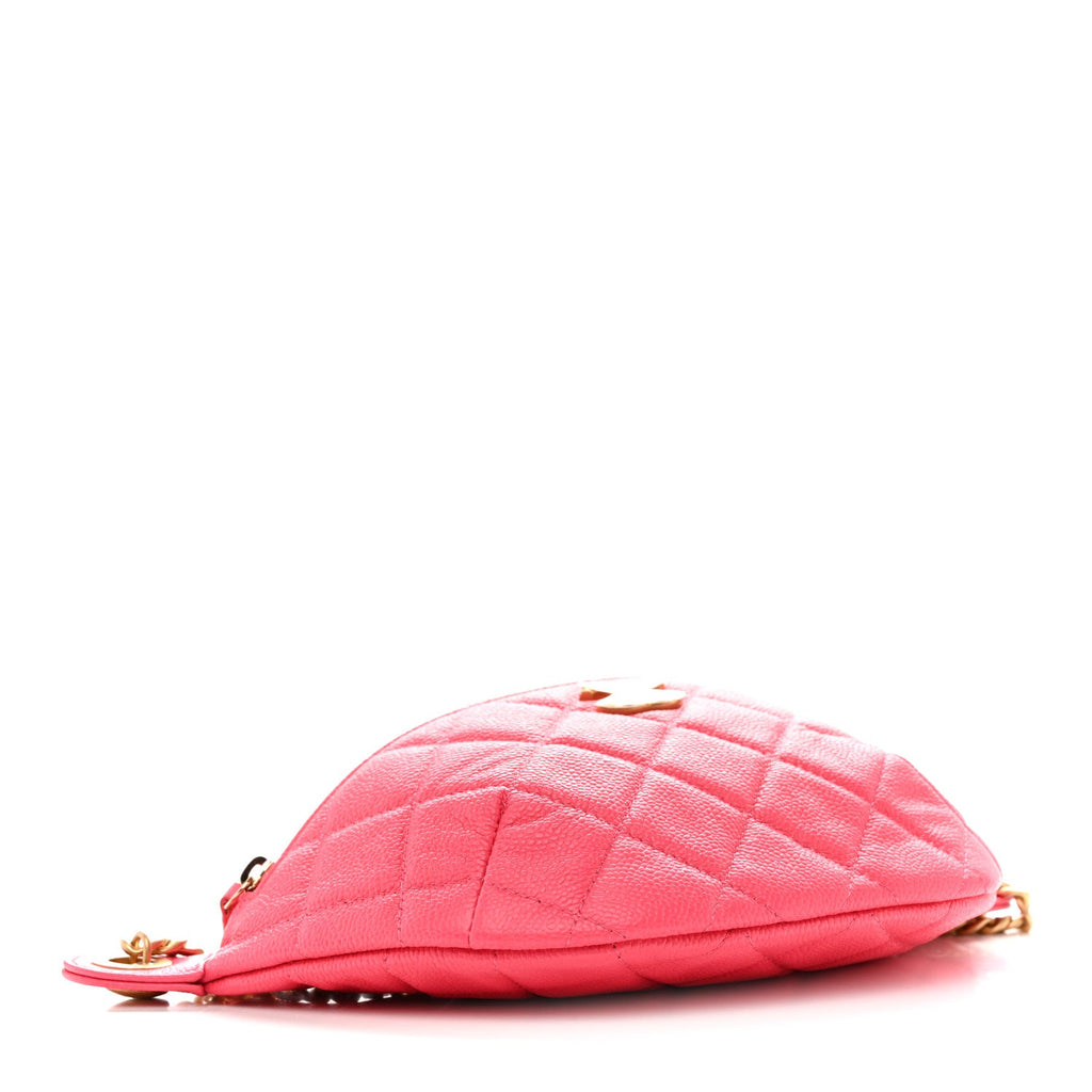 Caviar Quilted Sweetheart Belt Bag Fuchsia