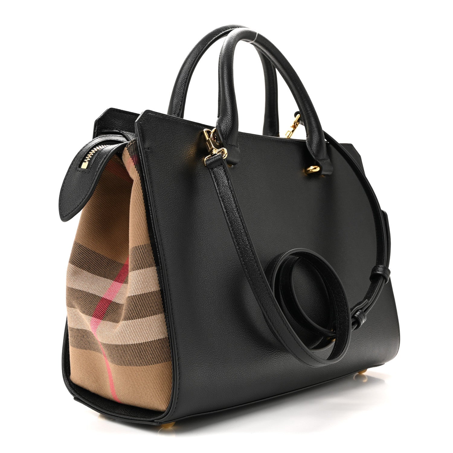 Calfskin Mega Check Small Banwell Tote Black