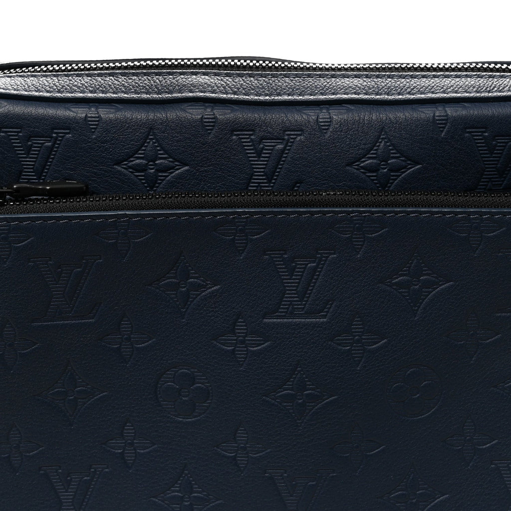 Calfskin Monogram Shadow Trio Messenger Navy