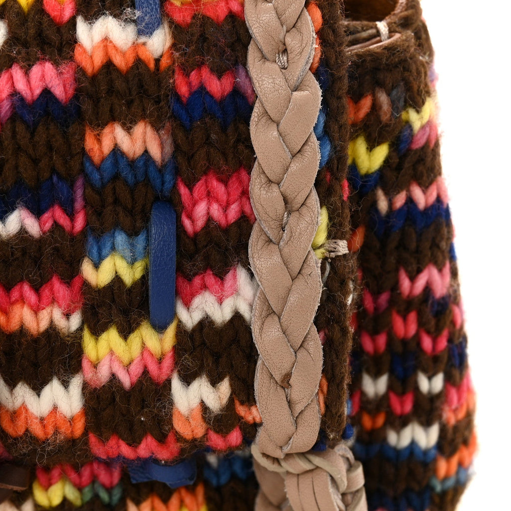 Cashmere Knit Calfskin Mini Penelope Soft Shoulder Bag Woodrose Multicolor