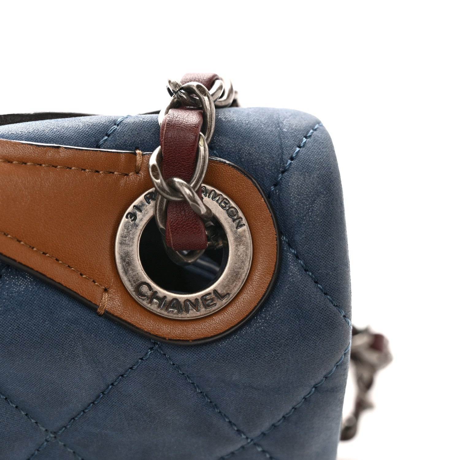 Iridescent Calfskin Medium In The Mix Flap Blue