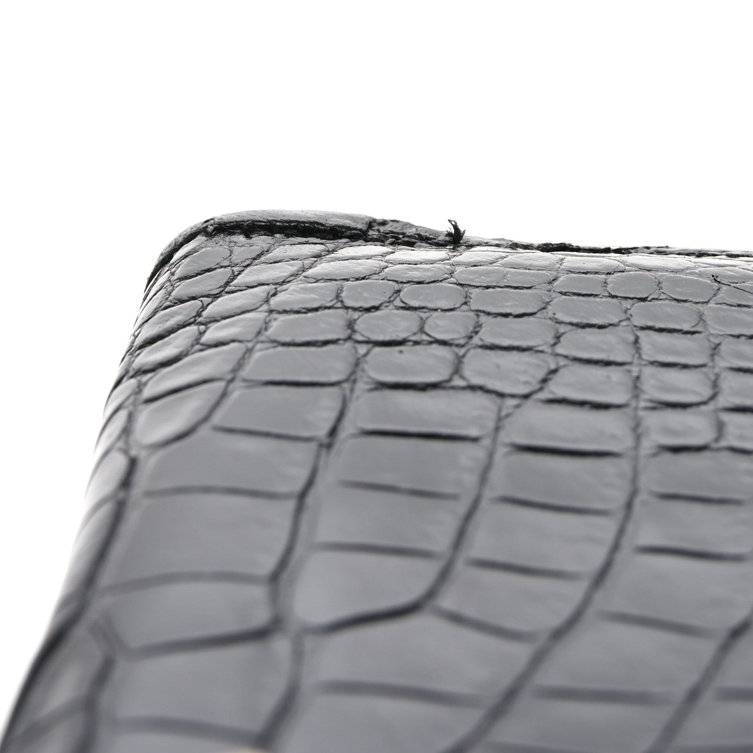 Shiny Alligator Bearn Gusset Wallet Black