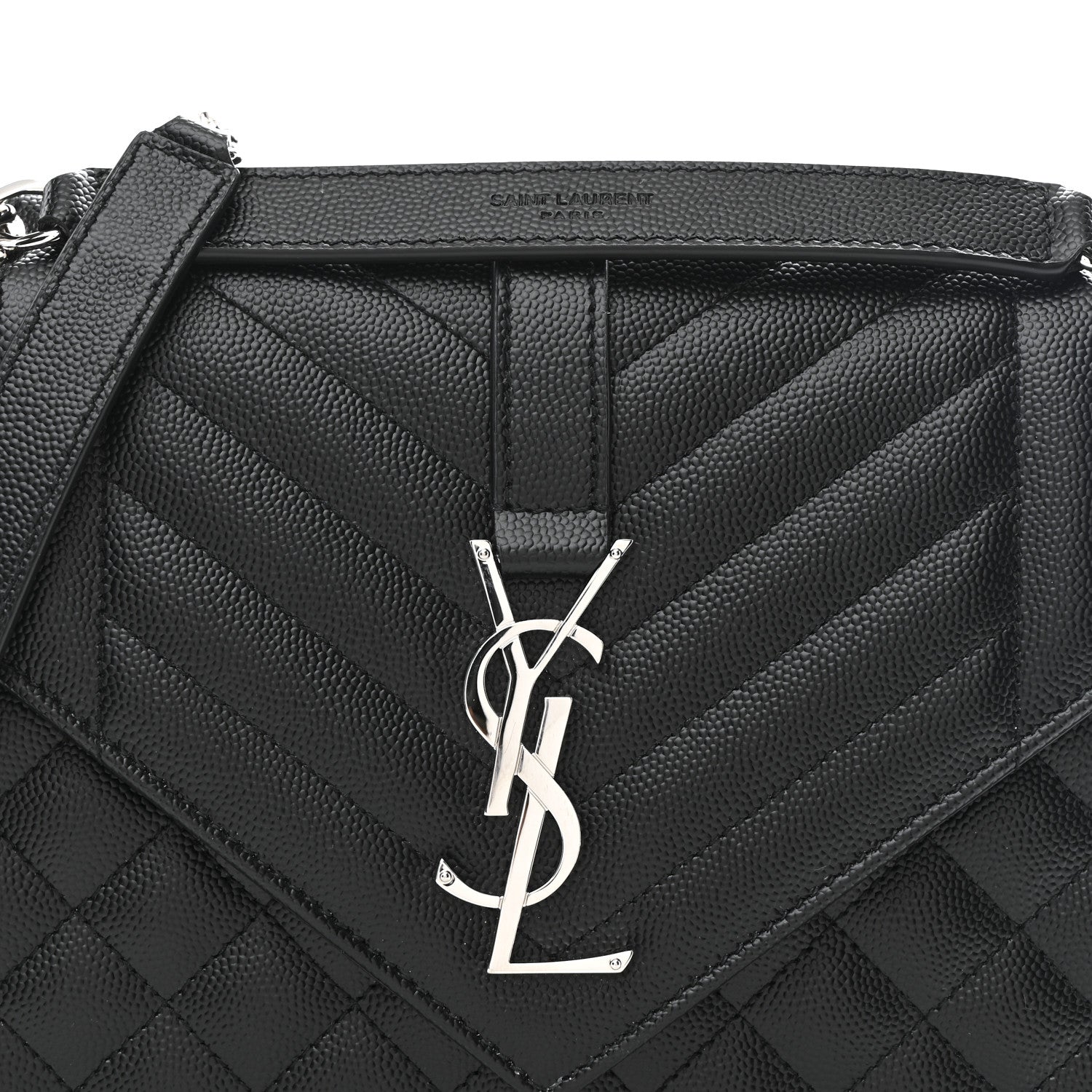 Grain De Poudre Textured Mixed Matelasse Triquilt Medium Monogram Satchel Black