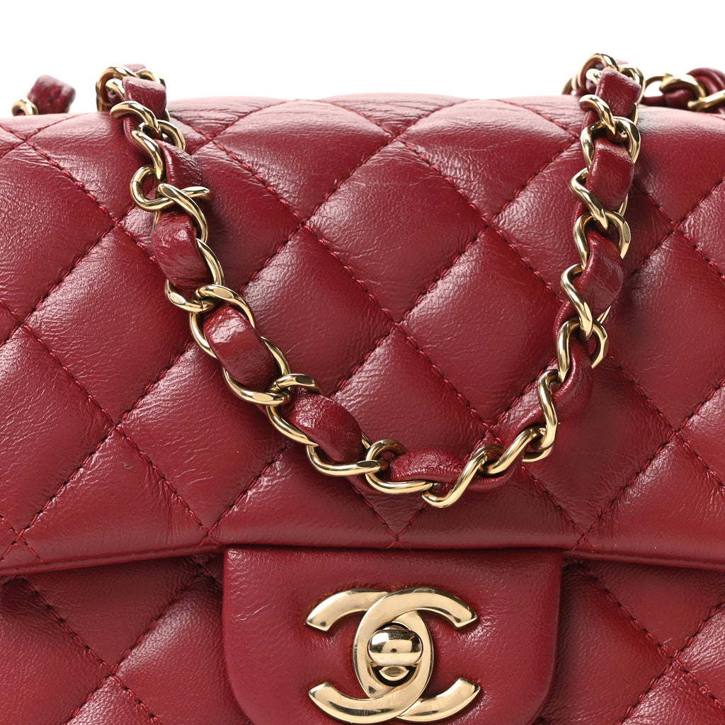 Lambskin Quilted Mini Square Flap Red