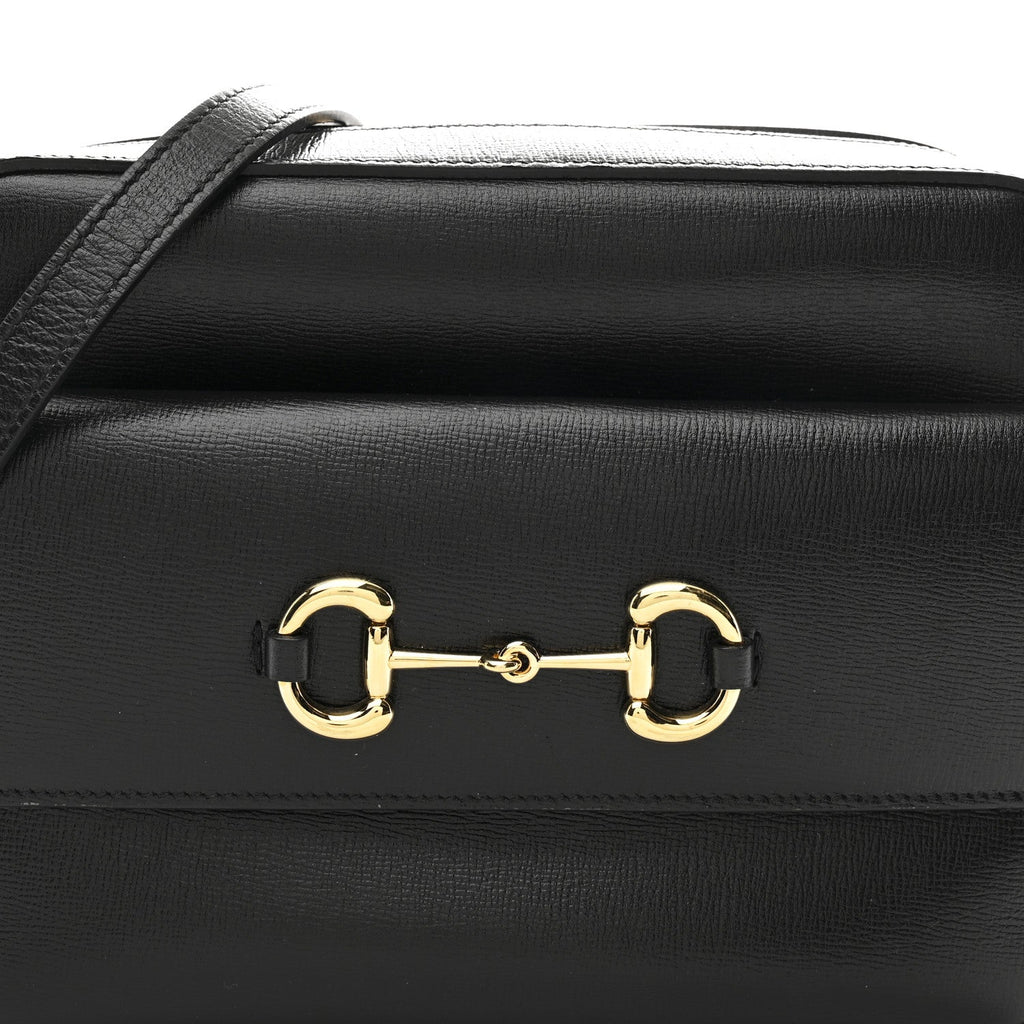 Textured Calfskin Small Horsebit 1955 Shoulder Bag Black