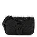 Calfskin Matelasse Monochrome Mini GG Marmont Shoulder Bag Black