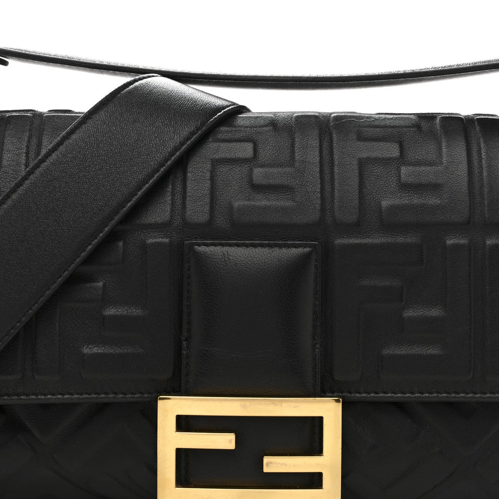 Nappa FF 1974 Embossed Large Baguette Black