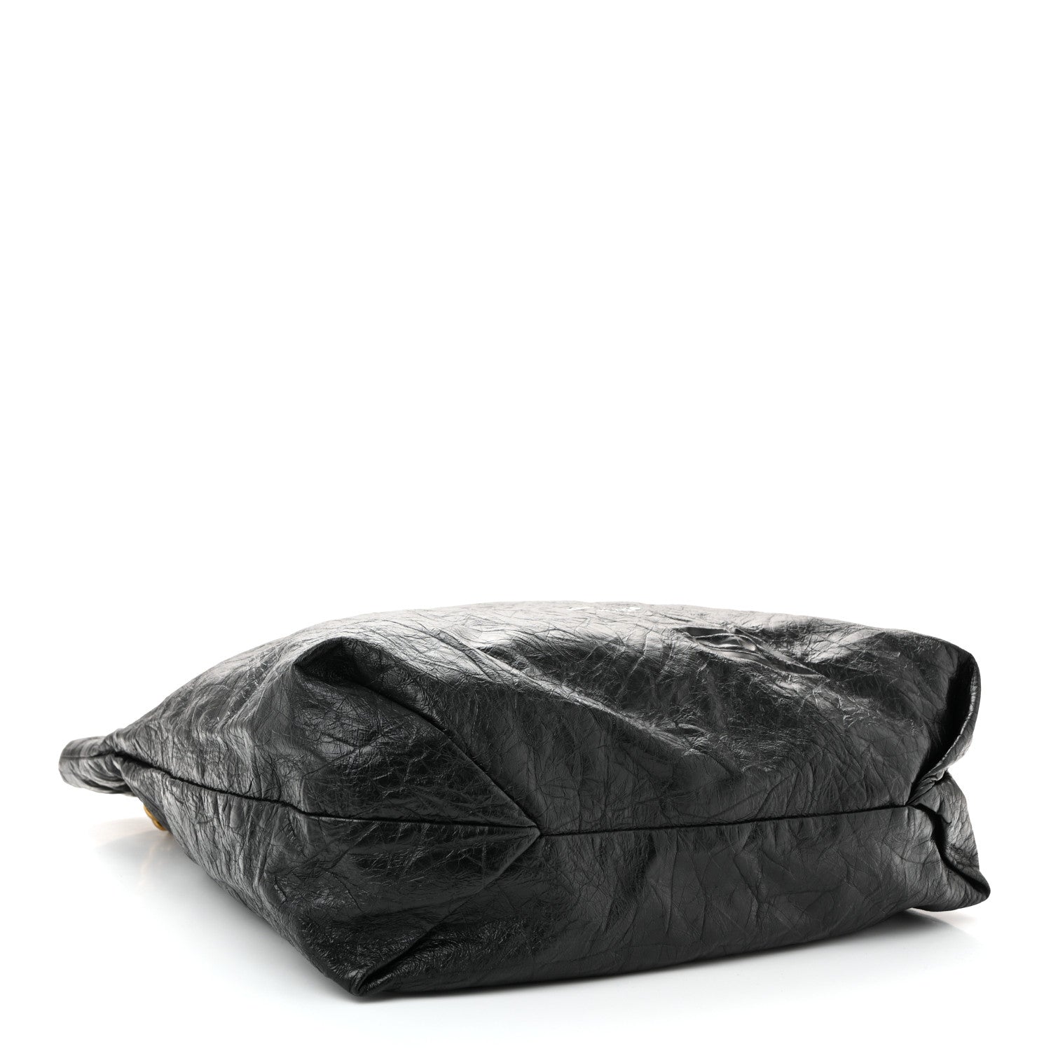 Crushed Calfskin Crush Medium Chain Tote  Black