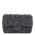 Sequin Quilted Small Single Flap Grey Dark Grey