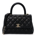 Caviar Quilted Mini Coco Handle Flap Black