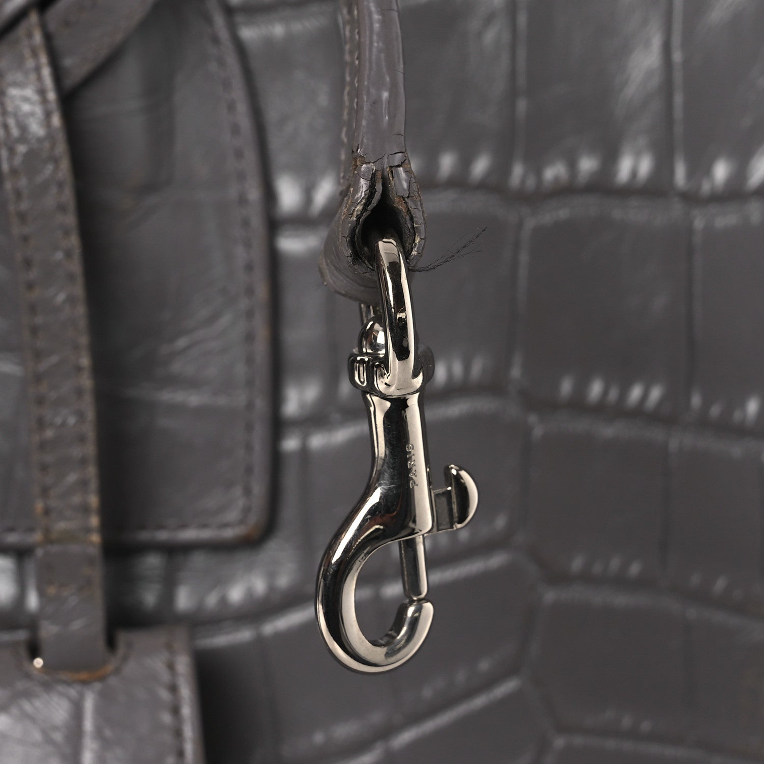Calfskin Crocodile Embossed Small Sac de Jour Fog