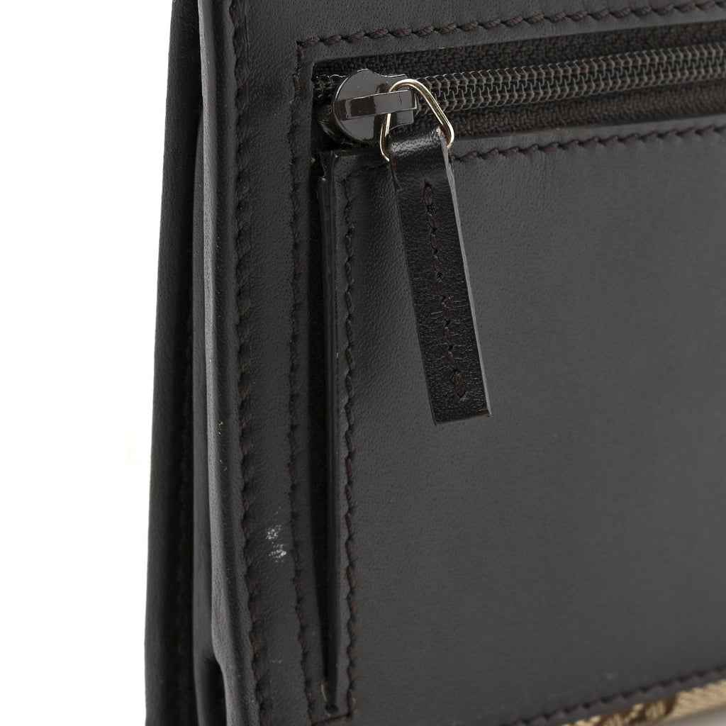 Monogram Calfskin Ladies Web Continental Wallet Beige Ebony Cocoa