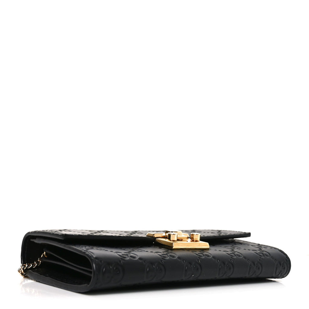 Guccissima Padlock Chain Wallet Black