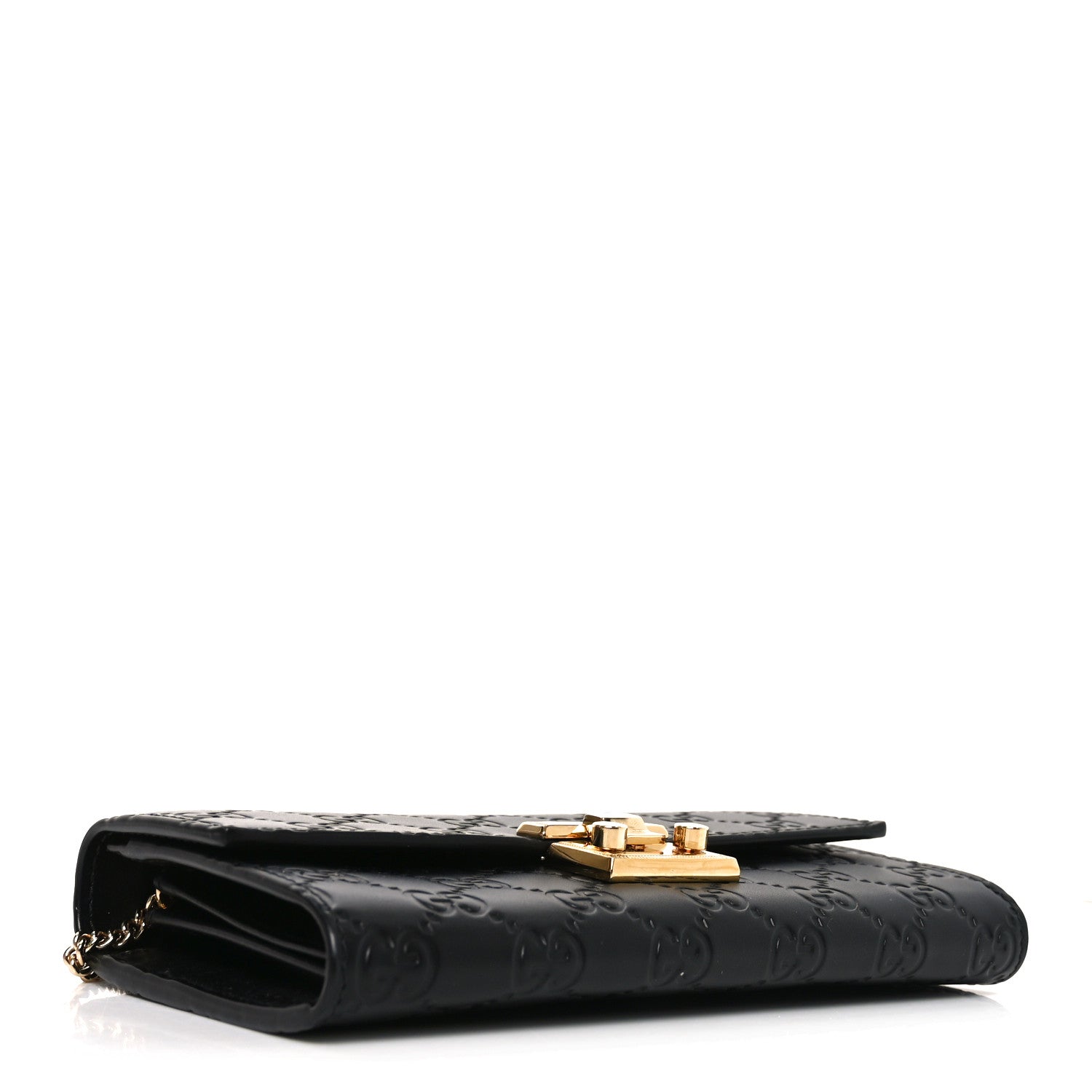 Guccissima Padlock Chain Wallet Black