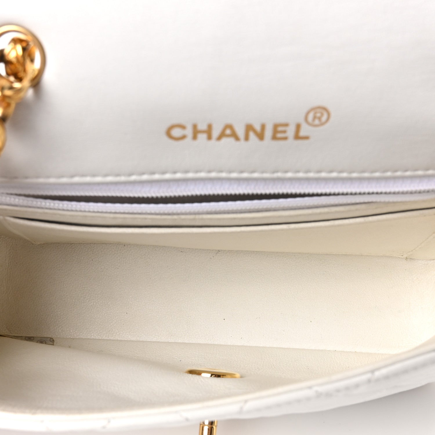 Lambskin Quilted Mini Flap Bag White