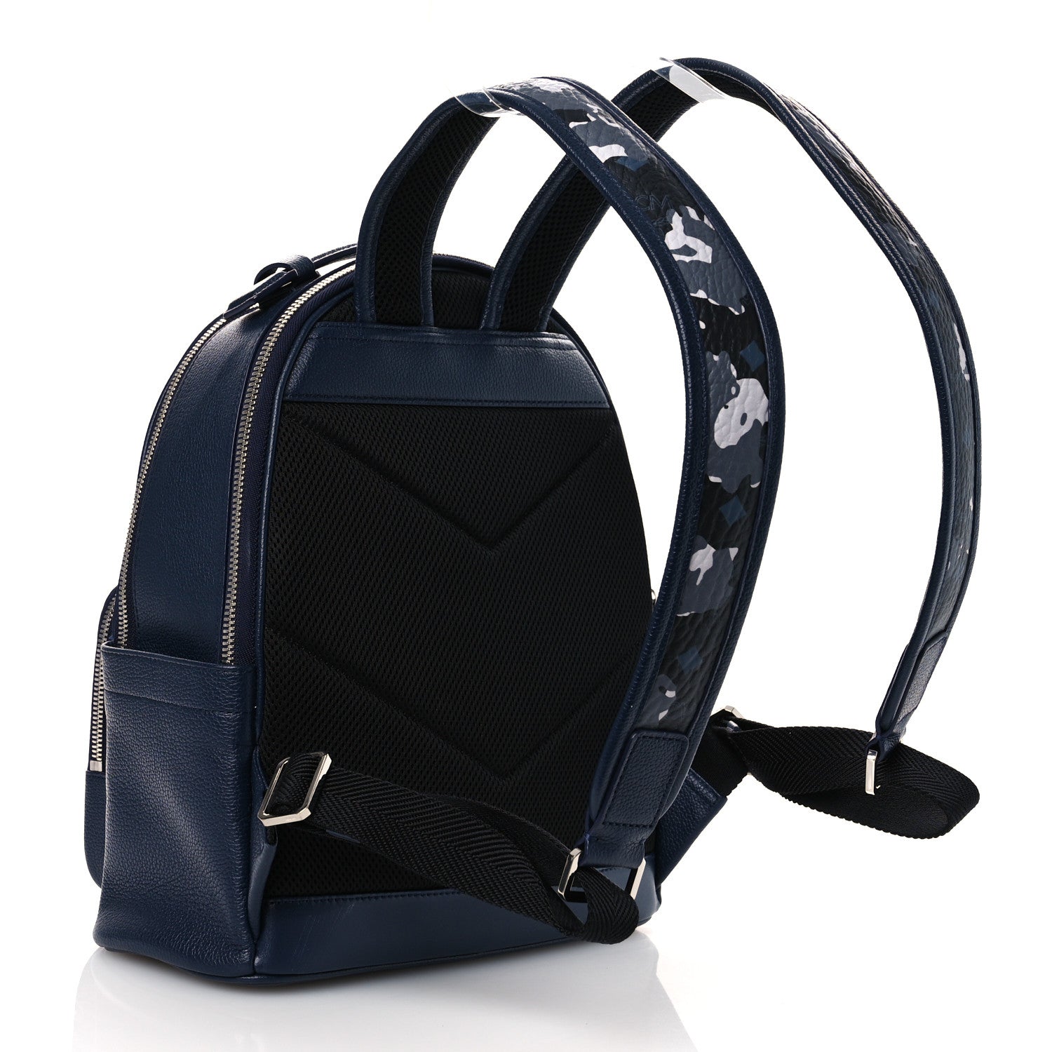 Calfskin Visetos Floral Leopard Klassik Small Stark Backpack Blue Black
