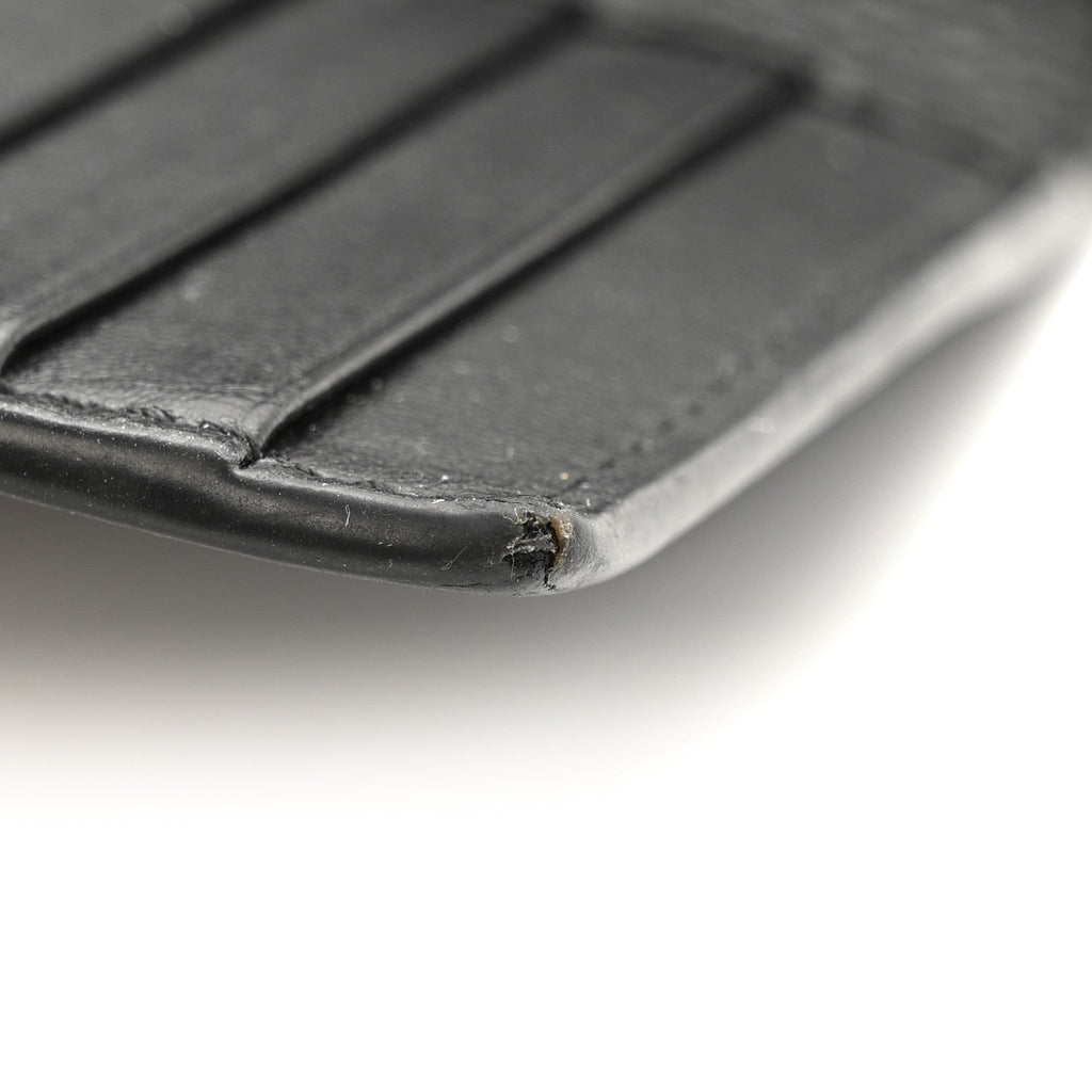 Grained Calfskin Icon Vertical Bifold  Holder Black