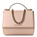 Textured Calfskin Mini Pandora Box Chain Crossbody Bag Powder Pink