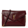 Shiny Calfskin Small Cassandre Chain Pouch Dark Ruby