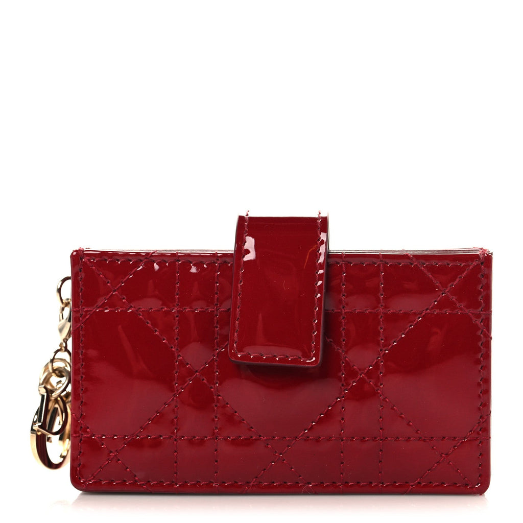 Patent Cannage Lady Dior 5-Gusset  Holder Rouge