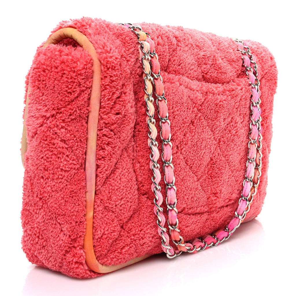 Mixed Fibers Quilted Large Flap Bag Coral