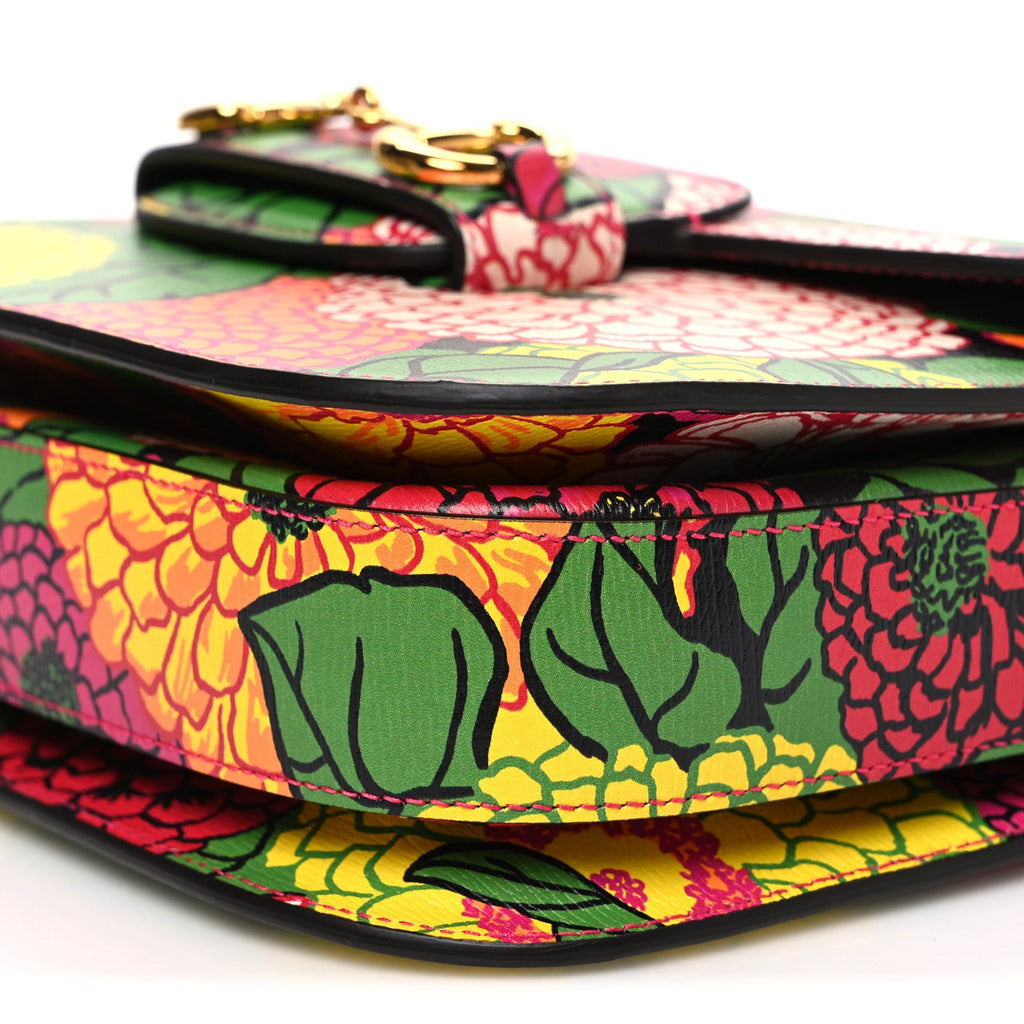 X KEN SCOTT New Shangai Calfskin Pomponica Print Horsebit 1955 Shoulder Bag Multicolor Fuxia Pompon