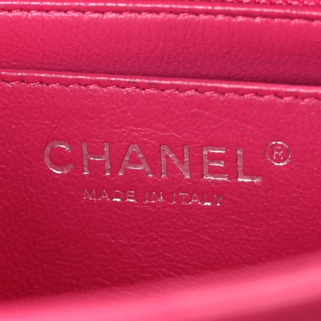 Lambskin Quilted Mini Square Flap Dark Pink