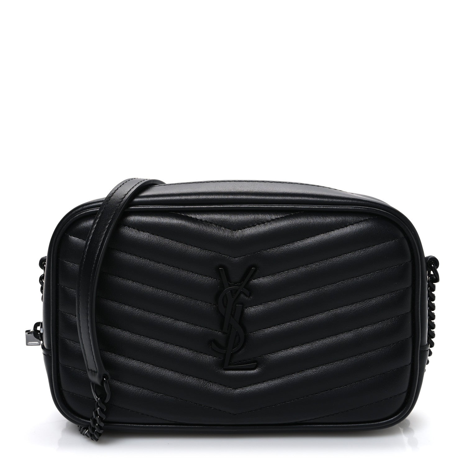 Calfskin Matelasse Monochrome Monogram Mini Lou Camera Bag Black