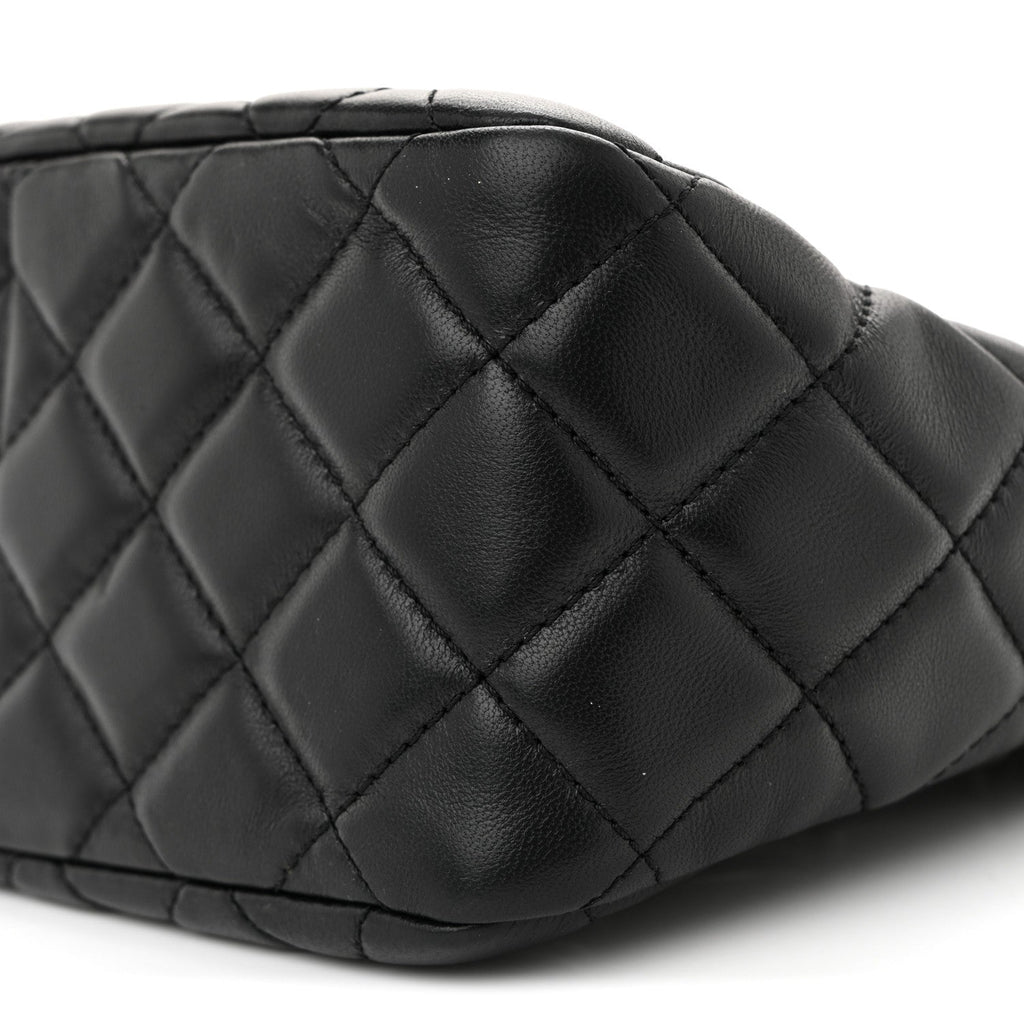 Lambskin Quilted Small Pearl Crush Hobo Black