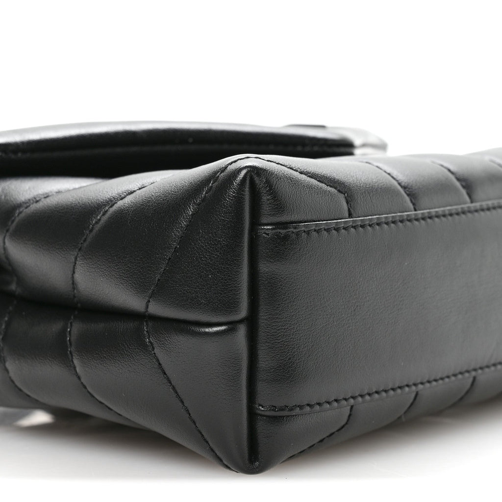 Calfskin Y Quilted Monogram Monochrome Toy Loulou Crossbody Bag Black