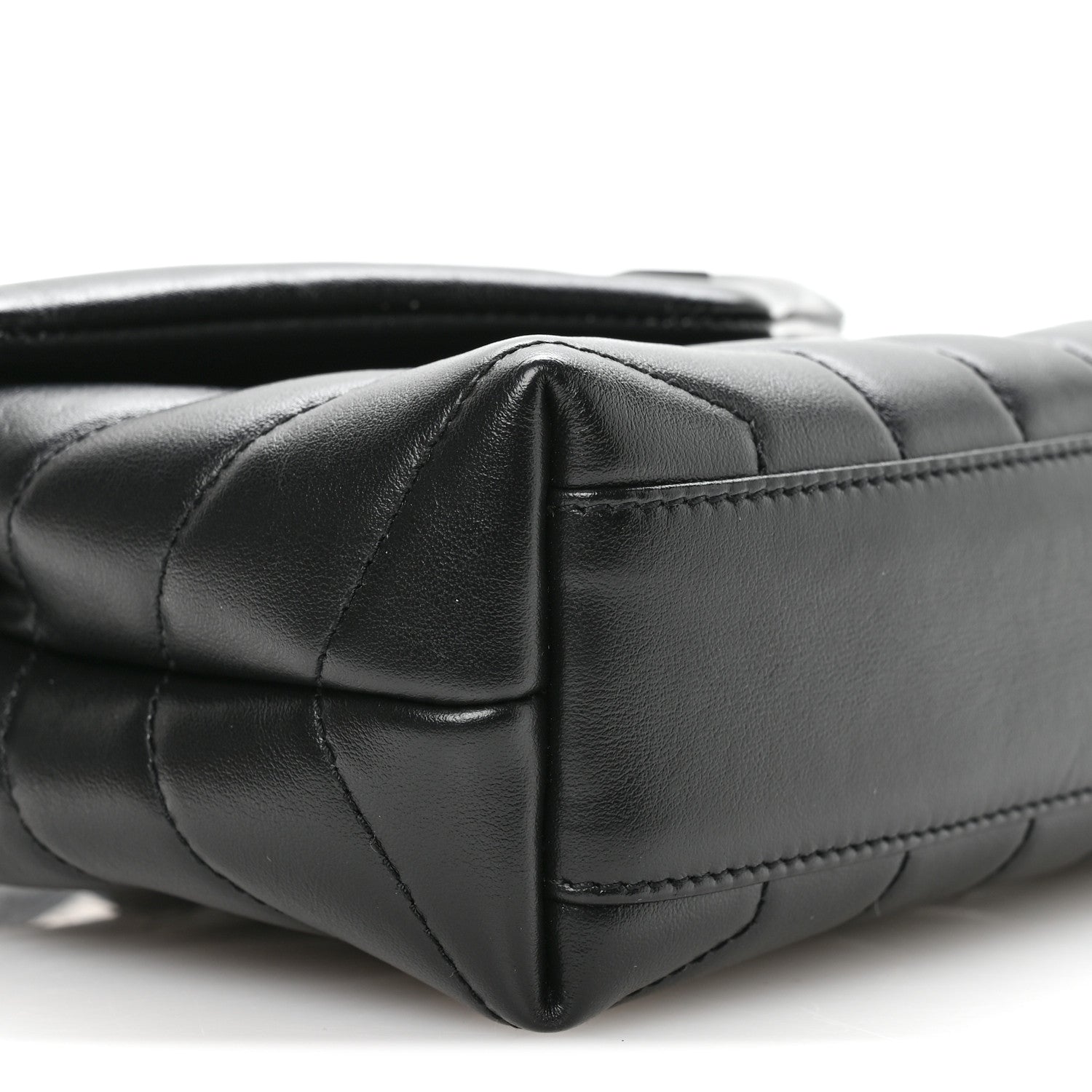 Calfskin Y Quilted Monogram Monochrome Toy Loulou Crossbody Bag Black
