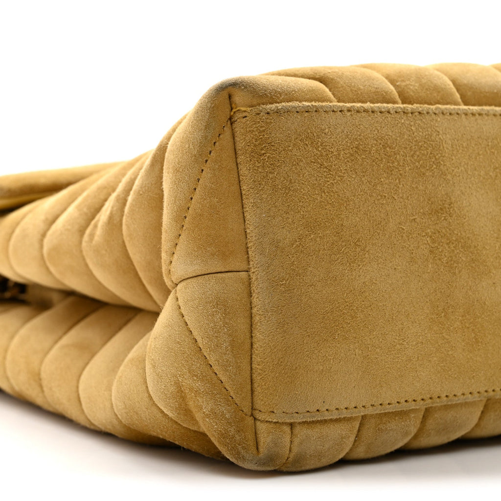 Suede Y Quilted Monogram Medium Loulou Chain Satchel Chartreuse