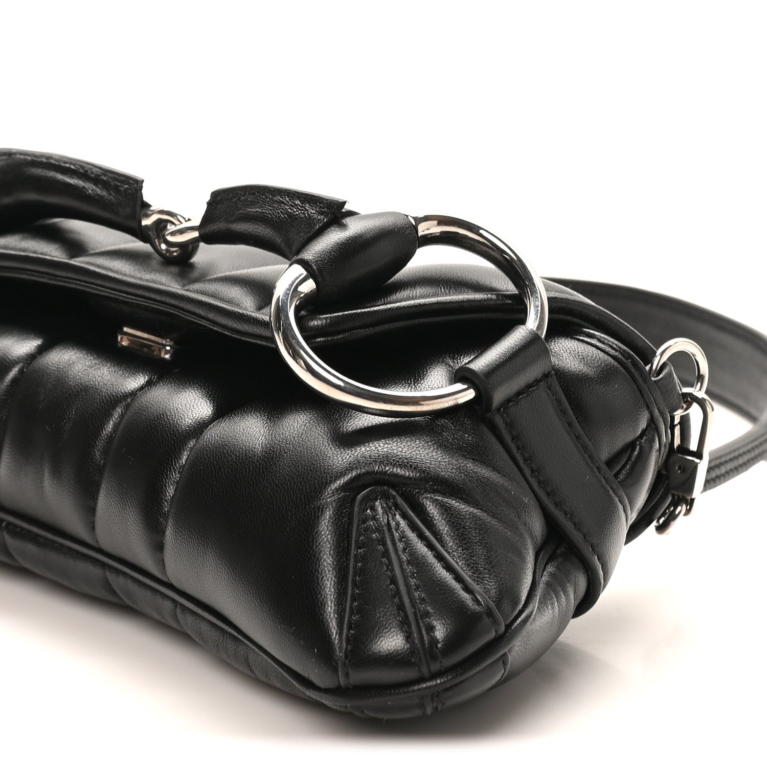 Nappa Vertical Matelasse Small Maxi Horsebit Chain Shoulder Bag Black