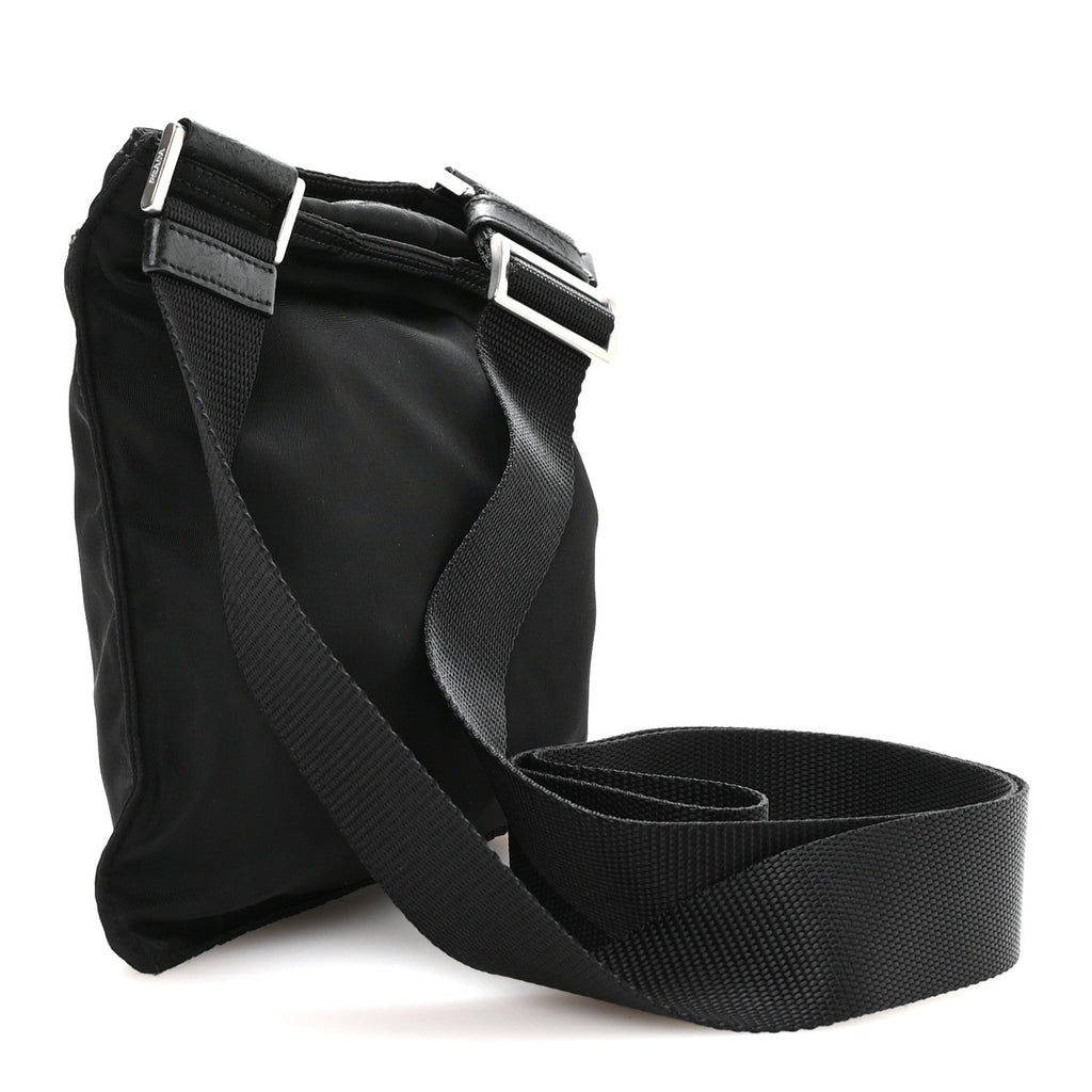 Nylon Small Flat Messenger Bag Black