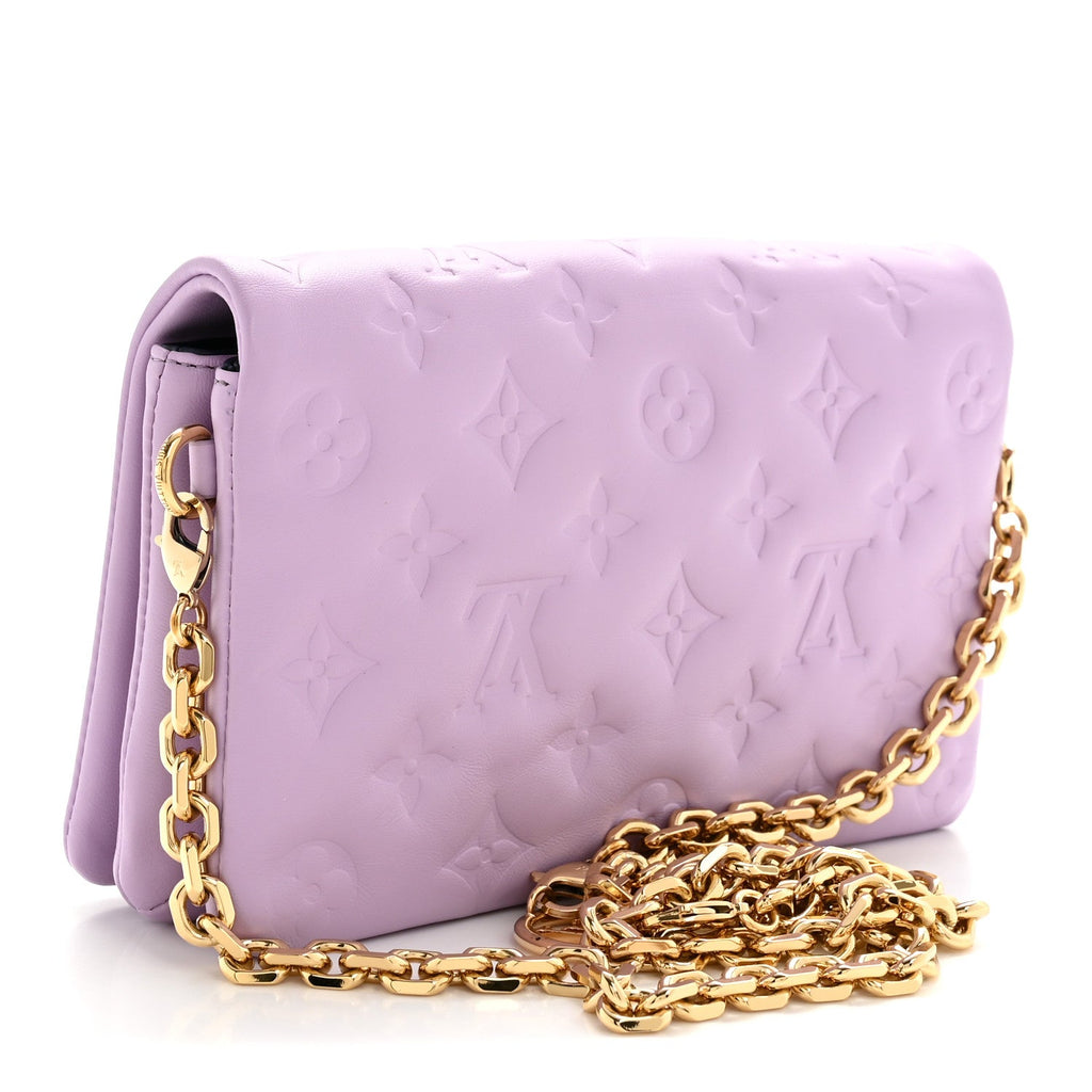 Lambskin Embossed Monogram Pochette Coussin Parme