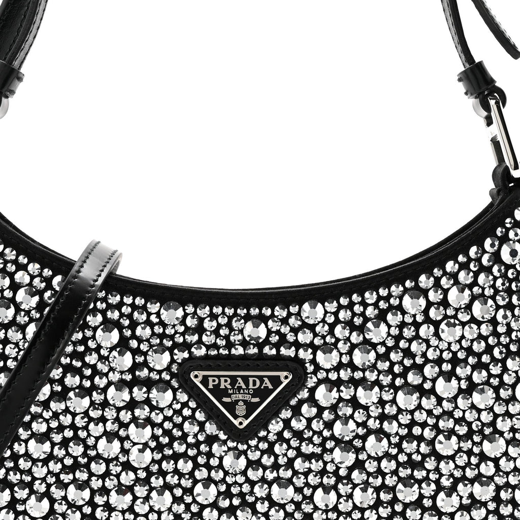 Satin Crystal Cleo Adjustable Strap Shoulder Bag Metal