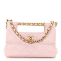 Shiny Lambskin Small Shopping Bag Light Pink