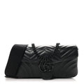 Calfskin Matelasse Monochrome GG Marmont Crossbody Shoulder Bag Black