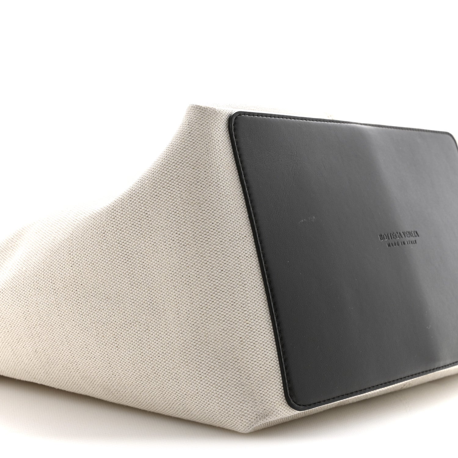 Canvas Mix Nappa Intrecciato Medium Flip Flap Tote Natural Fondant