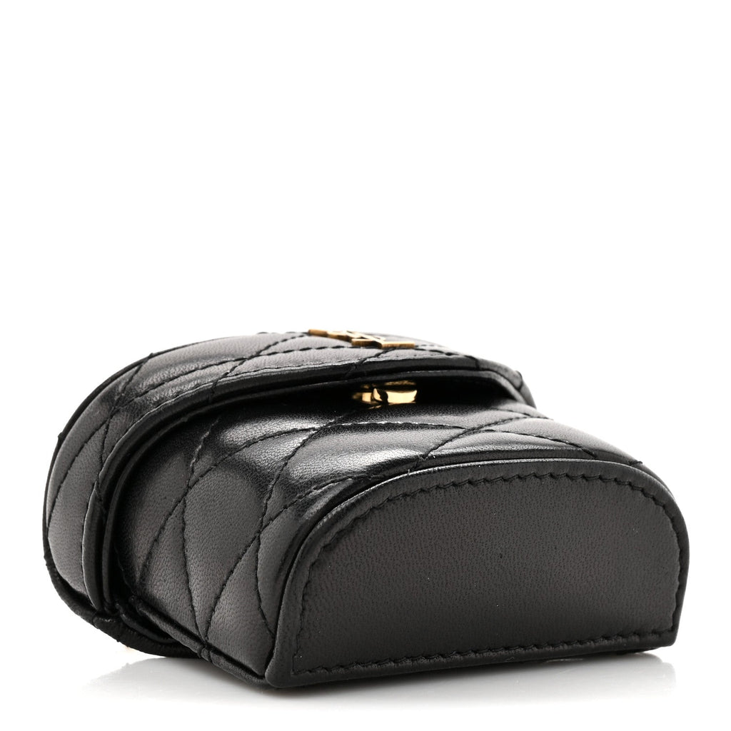 Lambskin Matelasse Monogram June Box Bag Charm Black