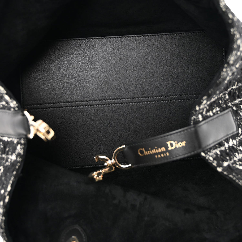 Calfskin Tweed Cannage Medium Toujours  Black White